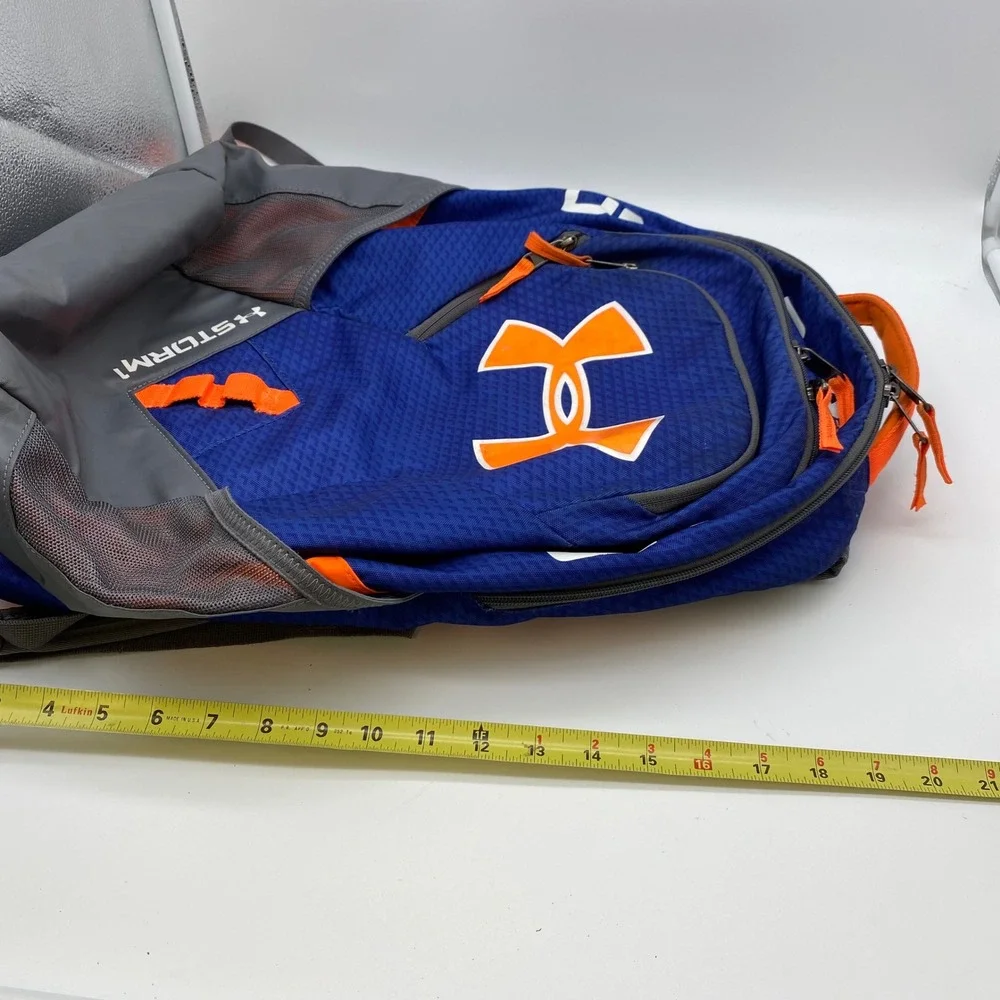Under Armour Storm 1 Backpack Mens OS Blue Orange Grey HeatGear Laptop Sleeve